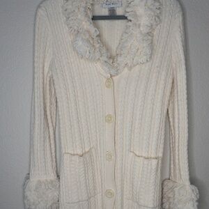 Nine West Long Sweater Coat in Cream - Size Medium